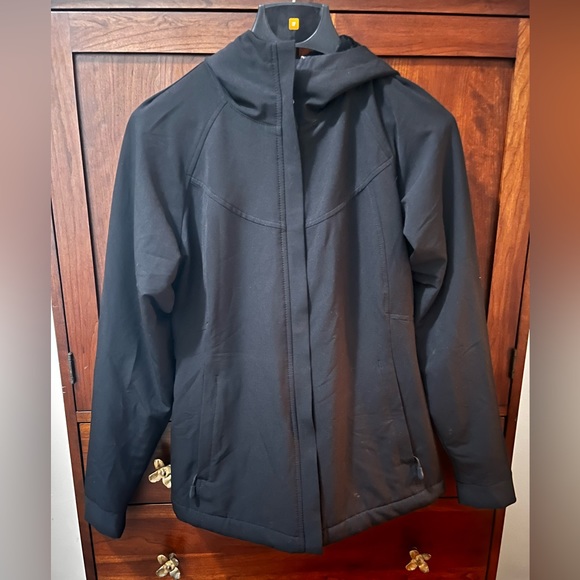 Black, fuzzy lined coat - Picture 1 of 4